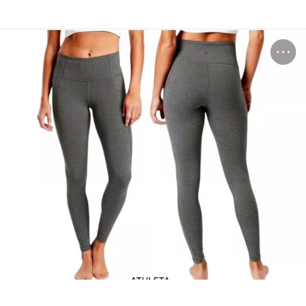 Athleta Stash Pocket Salutation Tight Women M Gray Yoga Workout Leggings 198877